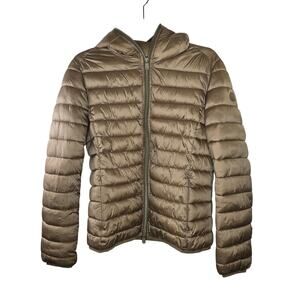 Save the Duck Gold Ultra Light Hooded Plumtech Puffer Jacket Size 2/Medium
